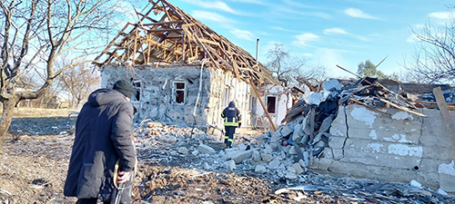 Consequences of a shelling during Russian invasion of Ukraine: Photograph by Chernihiv Oblast, 28 February 2022. Posted on Facebook: https://www.facebook.com/photo/?fbid=323392219828674&amp;amp;set=pcb.3233923...... Published on Wikipedia